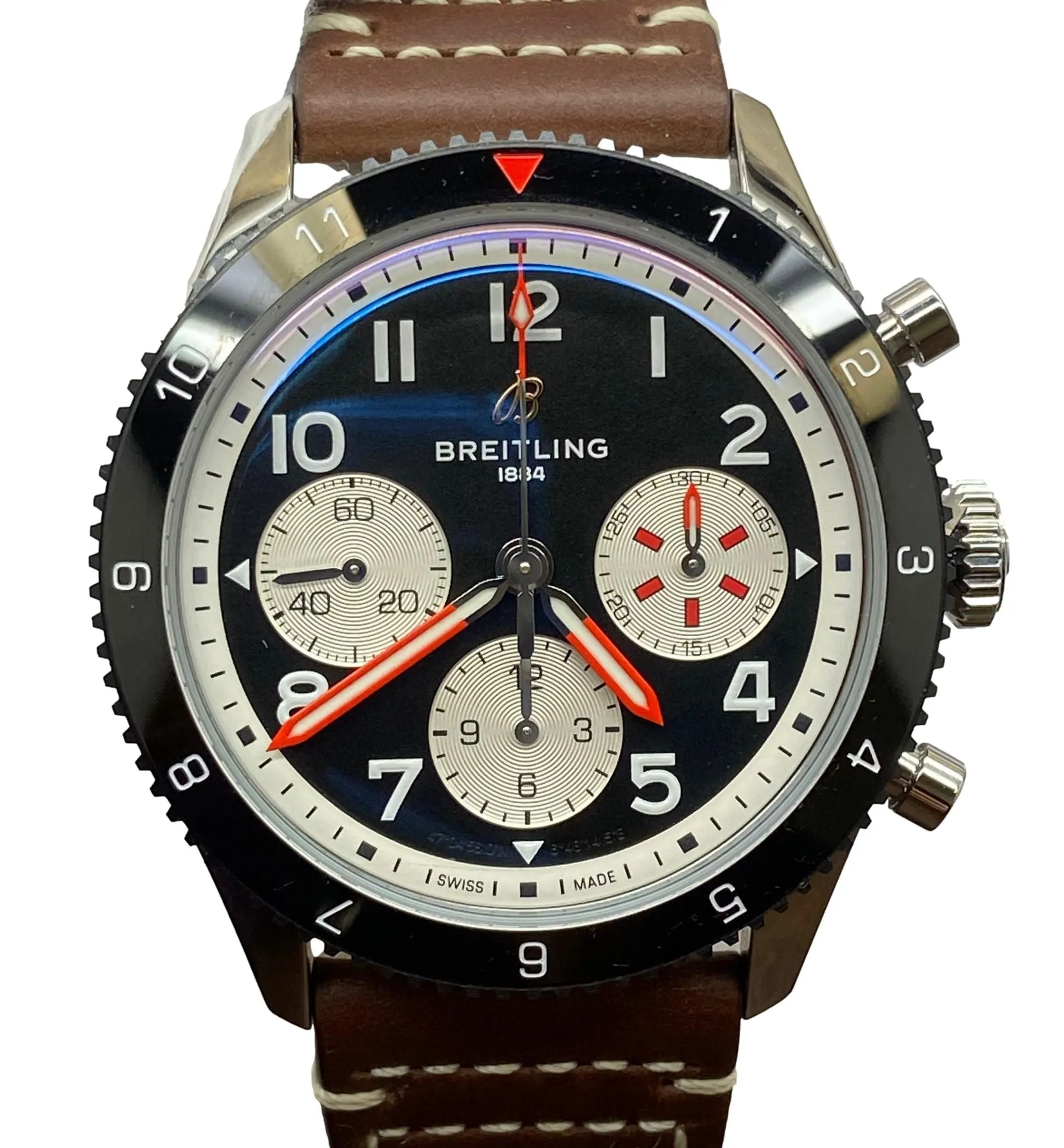 Breitling Classic AVI Chronograph 42 Mosquito Y23380 Black Panda Dial Automatic Men's Watch