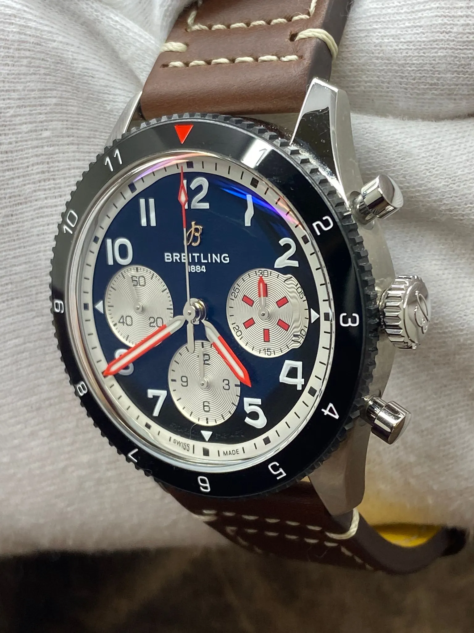 Breitling Classic AVI Chronograph 42 Mosquito Y23380 Black Panda Dial Automatic Men's Watch