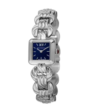 Bruno Magli Womens Mira Petite Square - Stainless Steel - Bracelet - Blue Dial