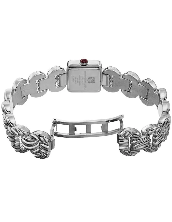 Bruno Magli Womens Mira Petite Square - Stainless Steel - Bracelet - Blue Dial