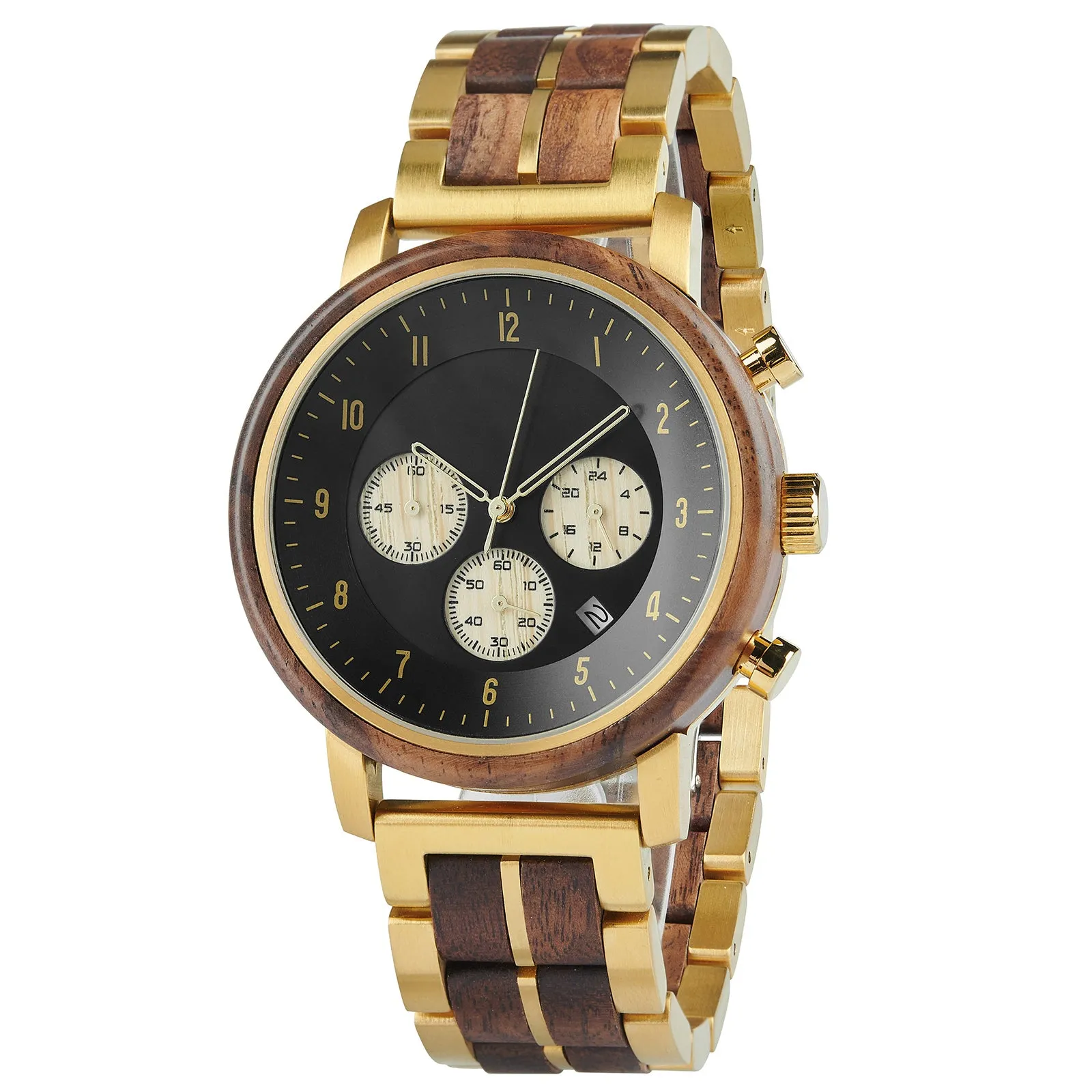 Bursa - Gold Steel & Walnut Chronograph