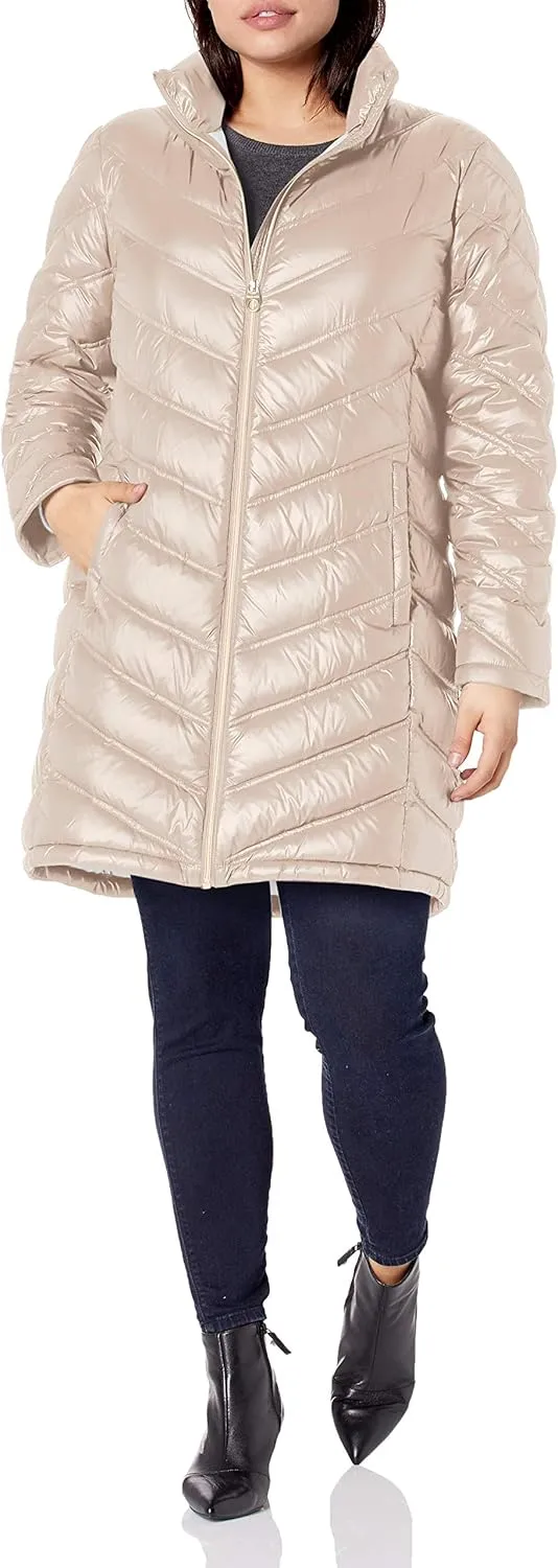 Calvin Klein Women's Chevron Quilted Packable Down Jacket (Standard and Plus)