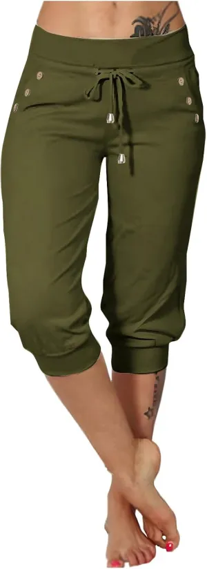 Capri Pants for Women High Waist Drawstring Capris Casual Trousers Summer 2025 Vacation Capri Pants with Pockets