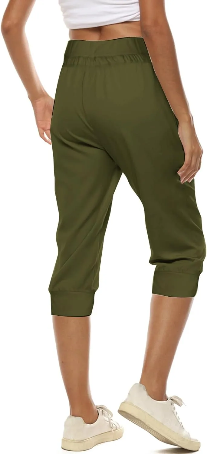 Capri Pants for Women High Waist Drawstring Capris Casual Trousers Summer 2025 Vacation Capri Pants with Pockets