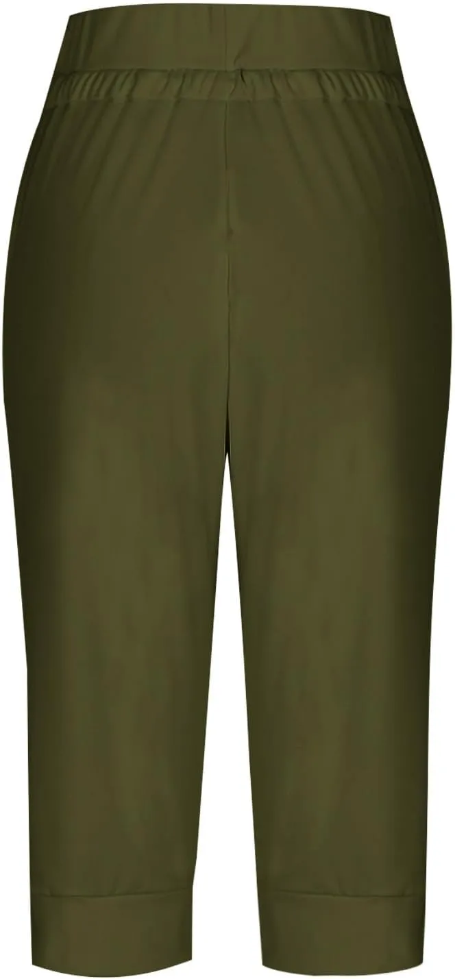 Capri Pants for Women High Waist Drawstring Capris Casual Trousers Summer 2025 Vacation Capri Pants with Pockets