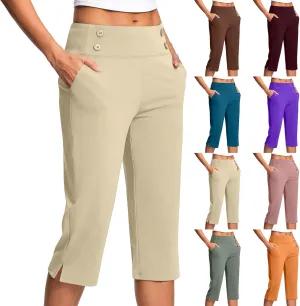 Capri Pants for Women High Waist Stretch Crop Work Casual Pant Summer Golf Capris Pants for Women with Pockets