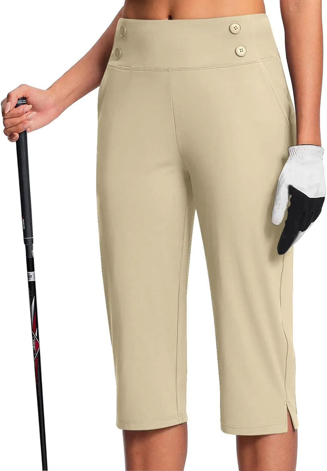 Capri Pants for Women High Waist Stretch Crop Work Casual Pant Summer Golf Capris Pants for Women with Pockets