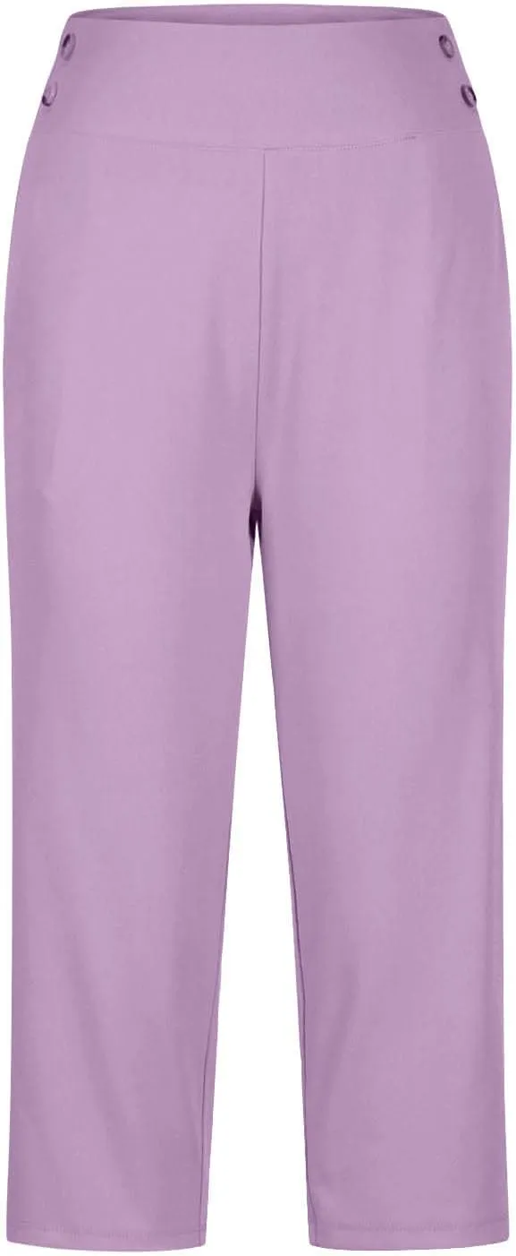 Capri Pants for Women High Waist Stretch Crop Work Casual Pant Summer Golf Capris Pants for Women with Pockets