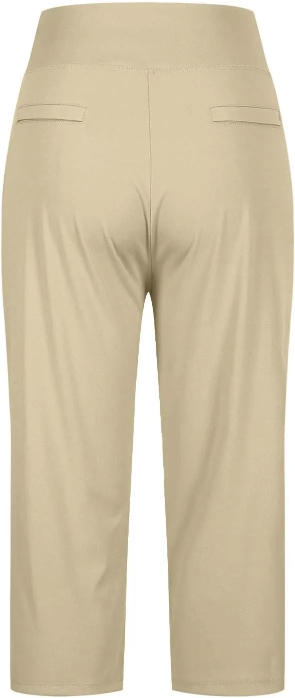 Capri Pants for Women High Waist Stretch Crop Work Casual Pant Summer Golf Capris Pants for Women with Pockets