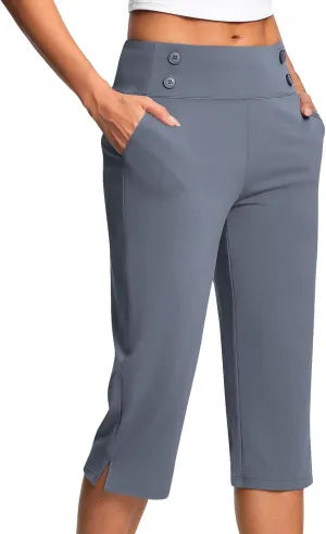 Capri Pants for Women High Waist Stretch Crop Work Casual Pant Summer Golf Capris Pants for Women with Pockets