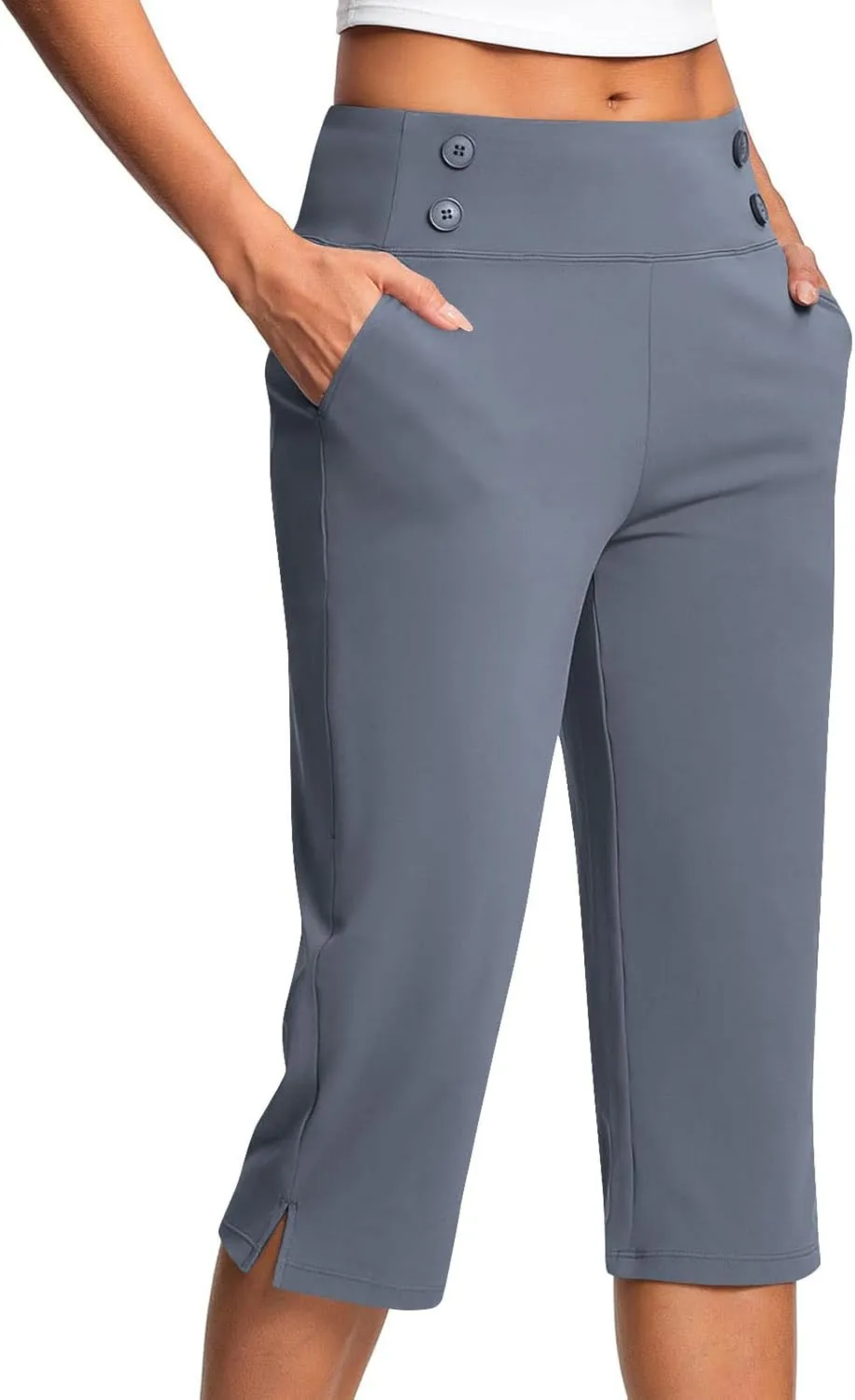 Capri Pants for Women High Waist Stretch Crop Work Casual Pant Summer Golf Capris Pants for Women with Pockets