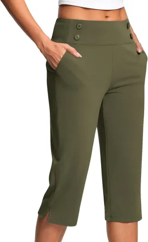 Capri Pants for Women High Waist Stretch Crop Work Casual Pant Summer Golf Capris Pants for Women with Pockets