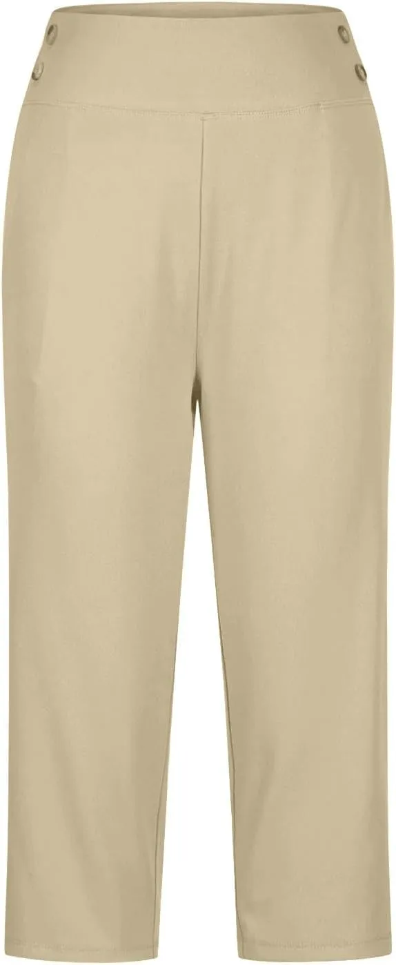 Capri Pants for Women High Waist Stretch Crop Work Casual Pant Summer Golf Capris Pants for Women with Pockets