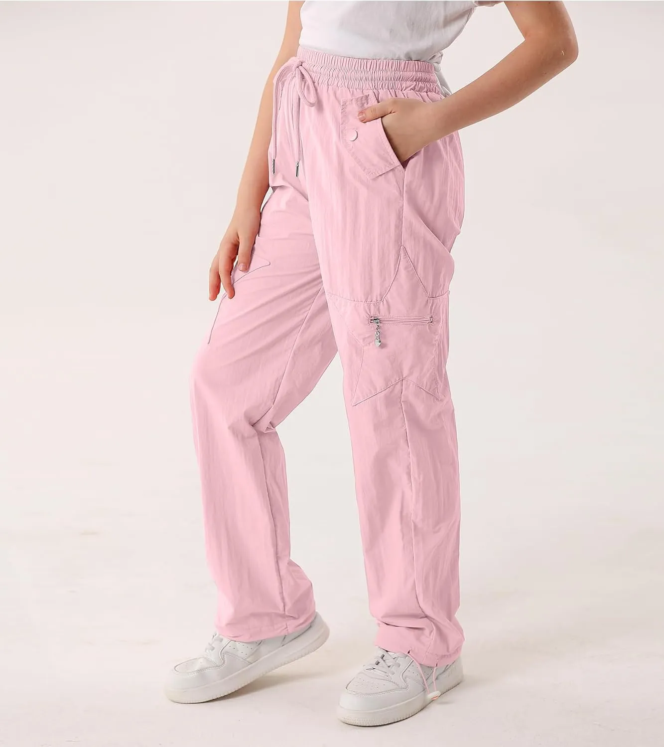 Cargo Pants for Girls Parachute Baggy Joggers Elastic Waist Wide Leg Hip Hop Dance Outfits Size 7-14