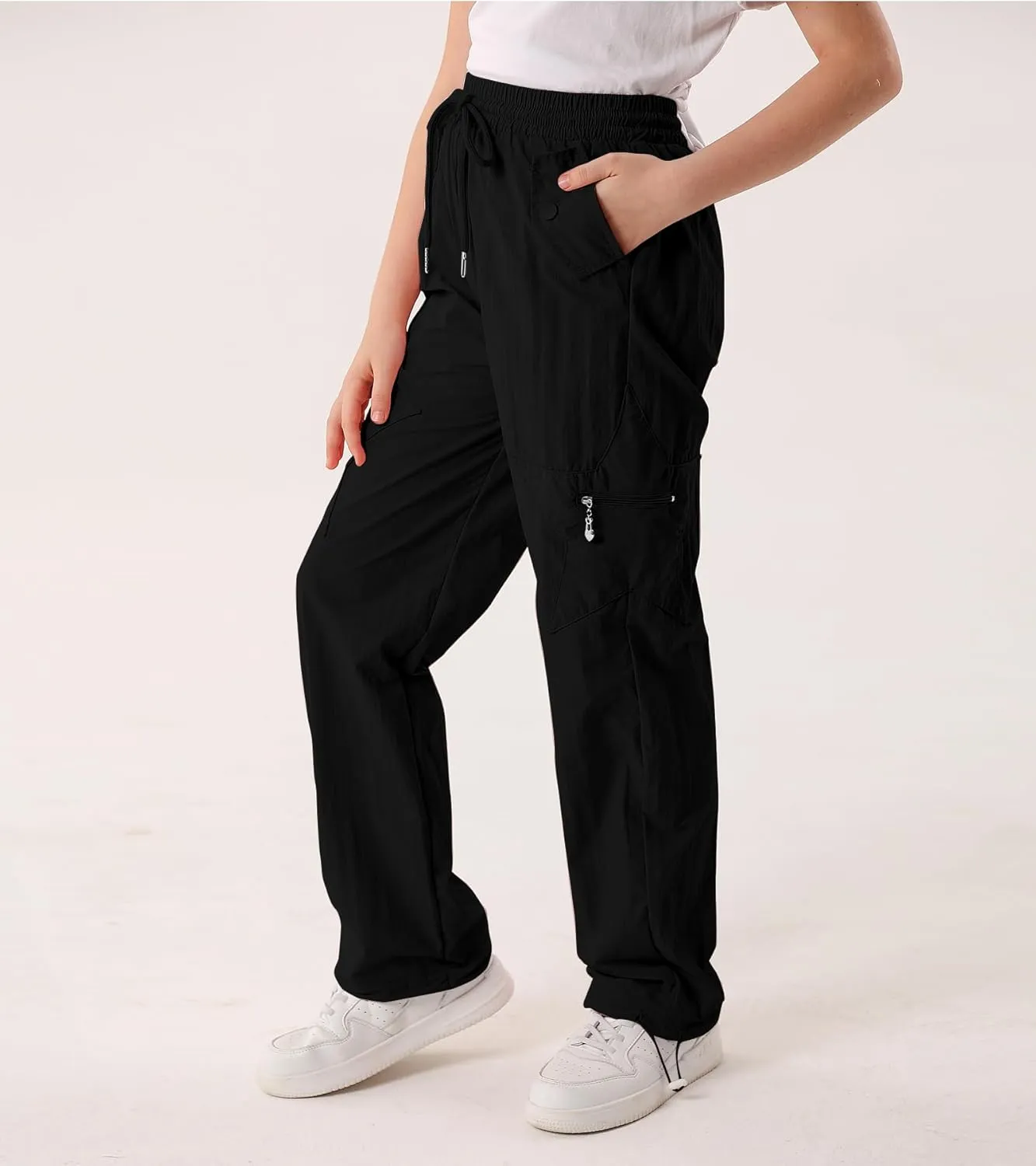Cargo Pants for Girls Parachute Baggy Joggers Elastic Waist Wide Leg Hip Hop Dance Outfits Size 7-14