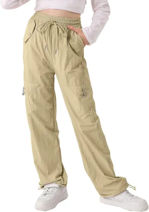 Cargo Pants for Girls Parachute Baggy Joggers Elastic Waist Wide Leg Hip Hop Dance Outfits Size 7-14