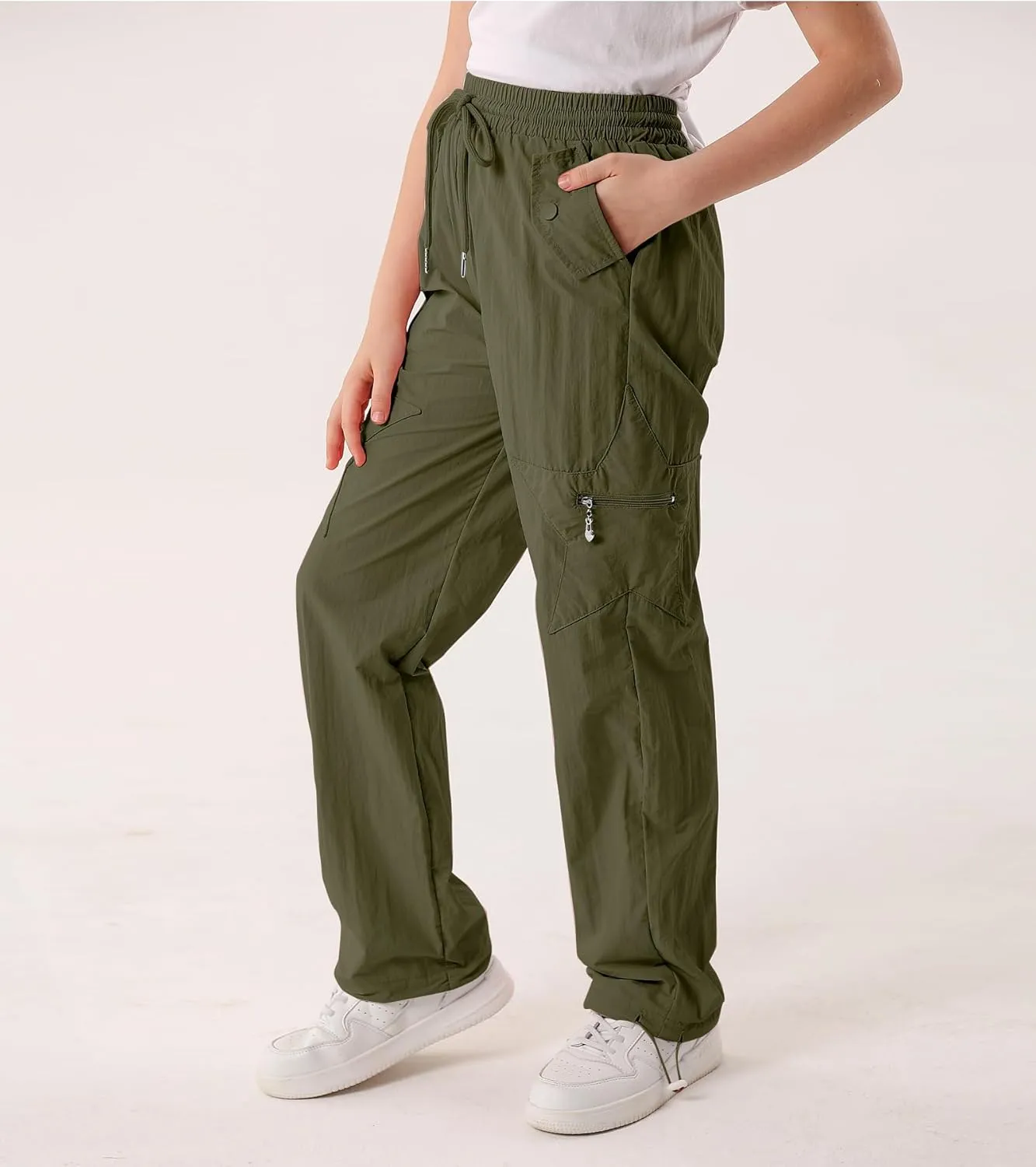 Cargo Pants for Girls Parachute Baggy Joggers Elastic Waist Wide Leg Hip Hop Dance Outfits Size 7-14