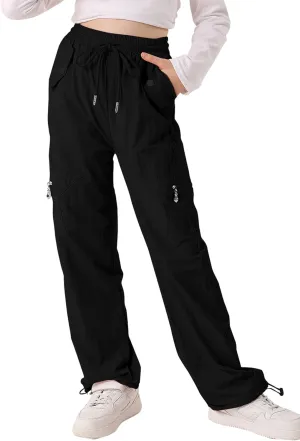 Cargo Pants for Girls Parachute Baggy Joggers Elastic Waist Wide Leg Hip Hop Dance Outfits Size 7-14
