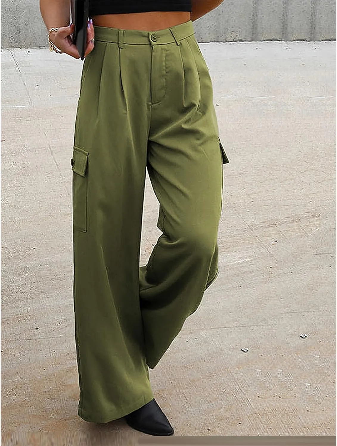 Cargo Pants for Women Baggy Casual High Waist Wide Leg Work Trouser Y2K Pockets Combat Military Pants