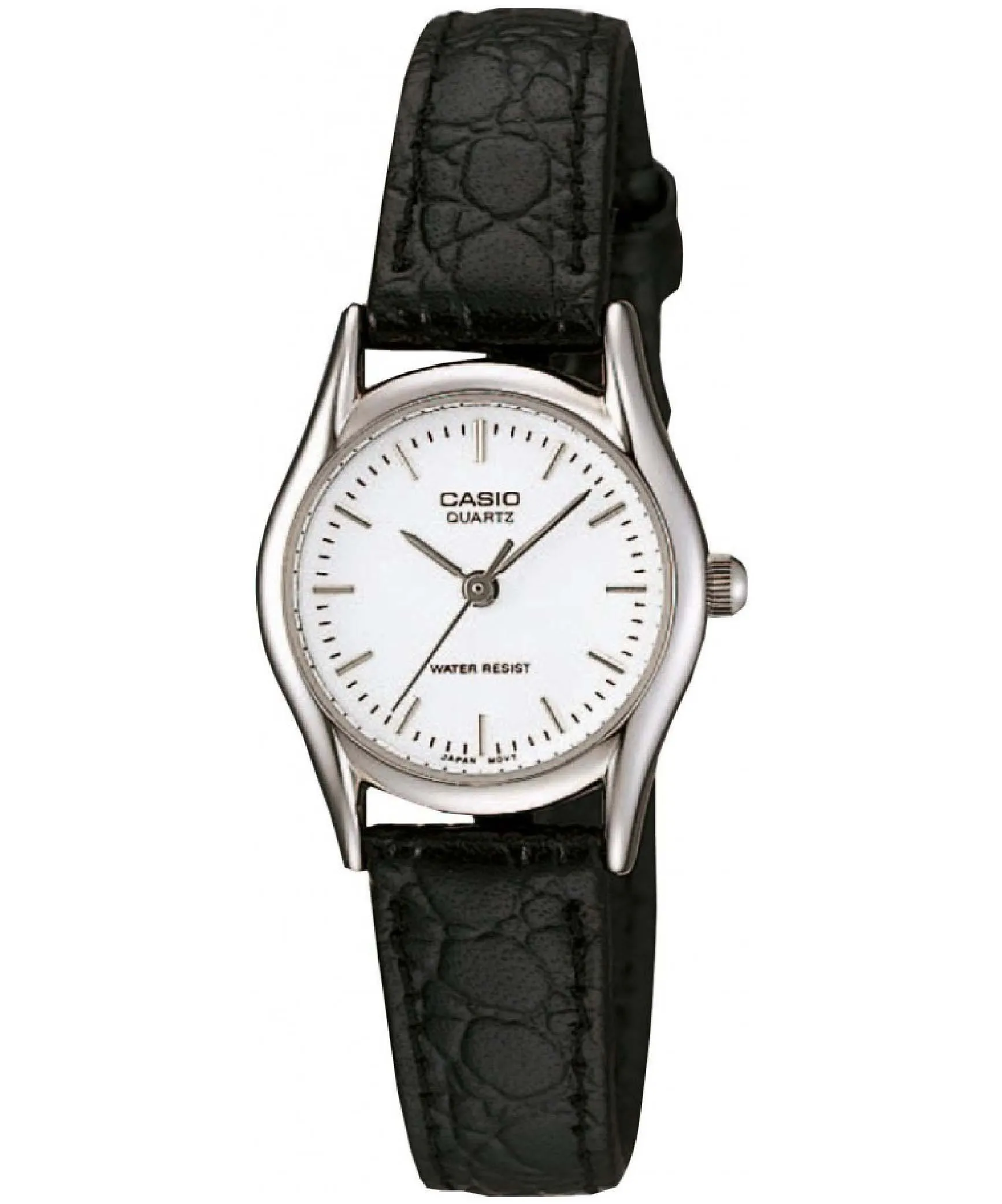 Casio, Women’s Watch Analog, Champagne Dial Black Leather Band, LTP-1094E-7ARDF