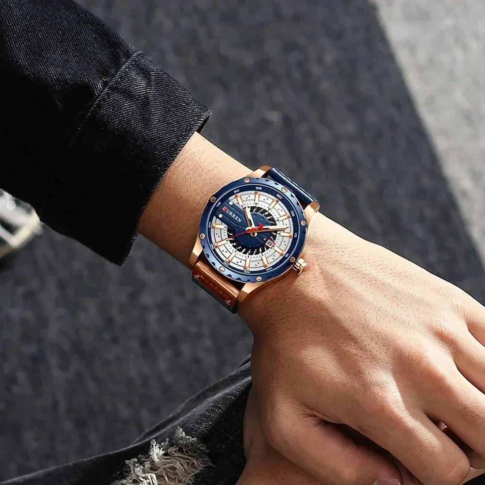 Casual Fashion Leather Chic Luminous Hands Quartz Mens Watch