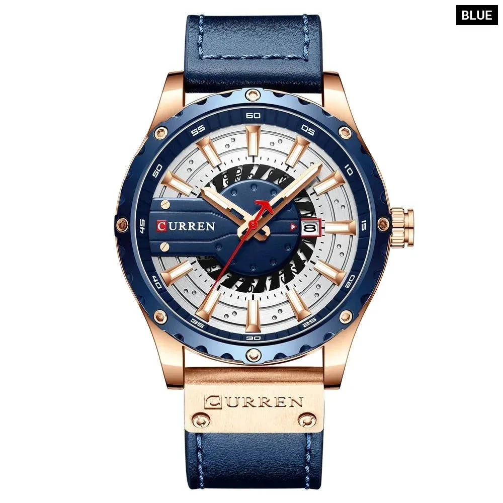 Casual Fashion Leather Chic Luminous Hands Quartz Mens Watch