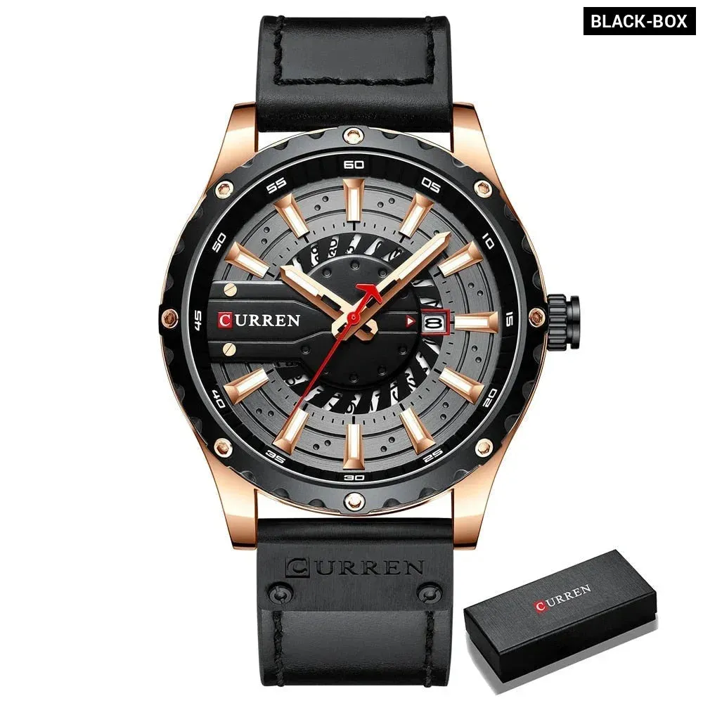 Casual Fashion Leather Chic Luminous Hands Quartz Mens Watch