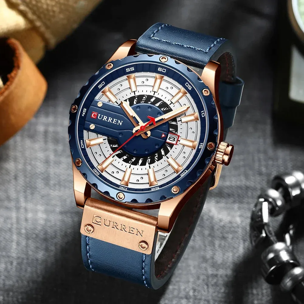 Casual Fashion Leather Chic Luminous Hands Quartz Mens Watch