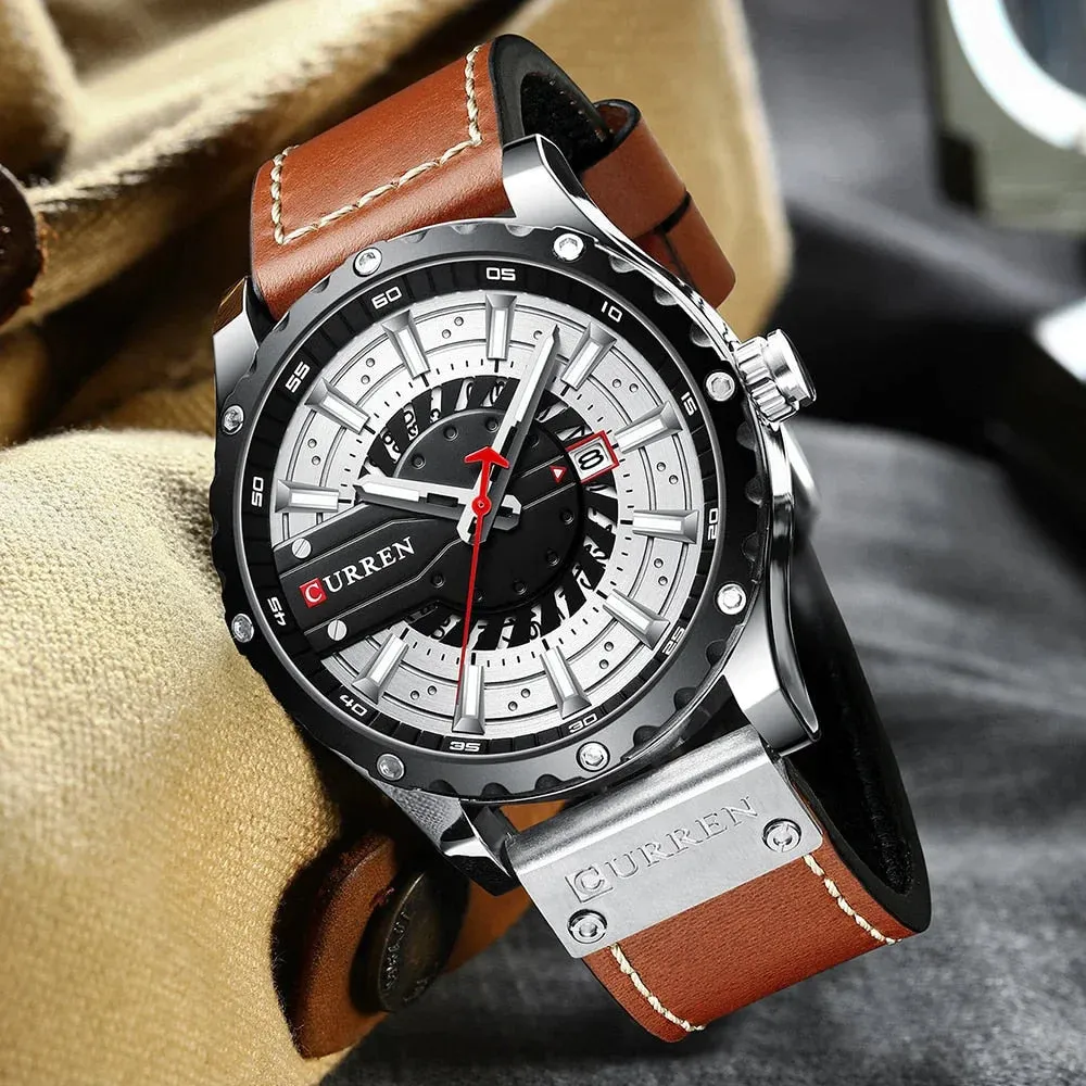 Casual Fashion Leather Chic Luminous Hands Quartz Mens Watch