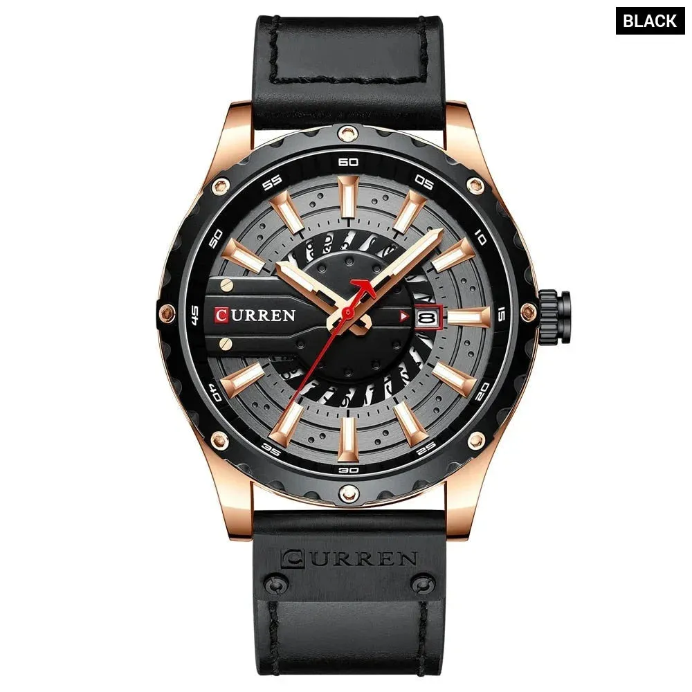 Casual Fashion Leather Chic Luminous Hands Quartz Mens Watch