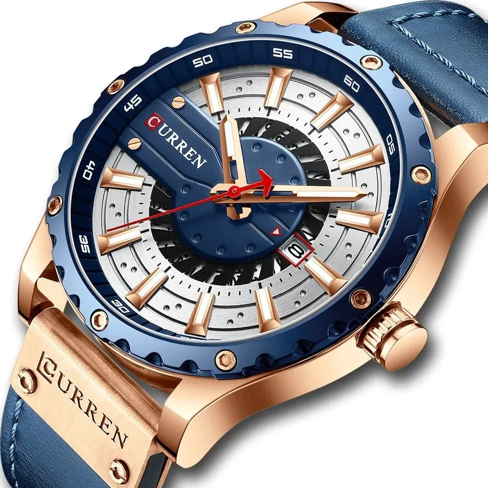 Casual Fashion Leather Chic Luminous Hands Quartz Mens Watch