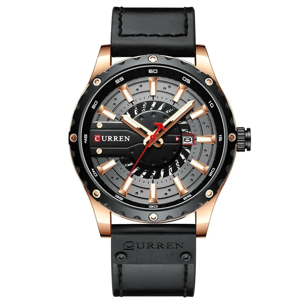 Casual Fashion Leather Chic Luminous Hands Quartz Mens Watch