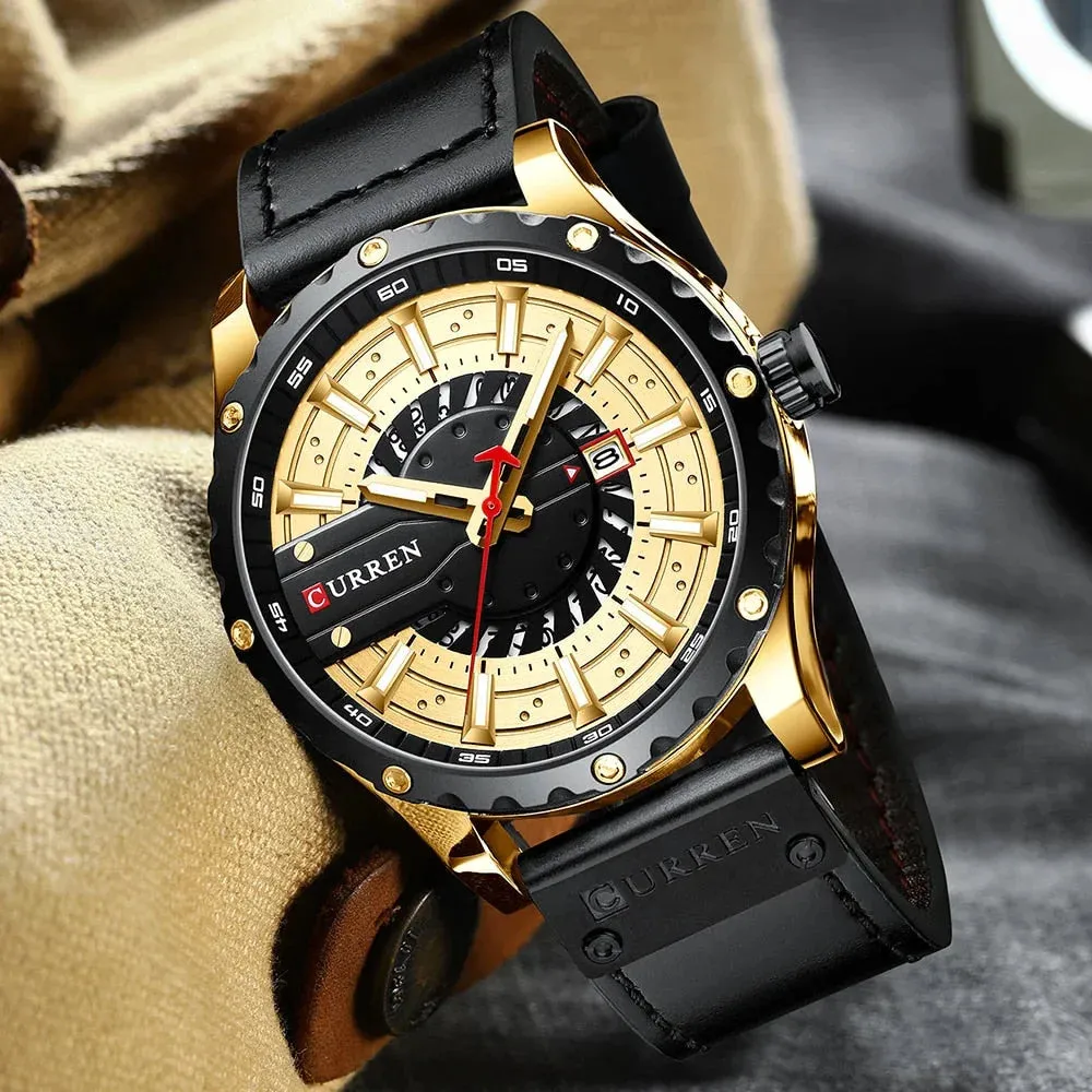 Casual Fashion Leather Chic Luminous Hands Quartz Mens Watch