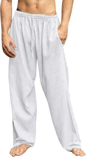 Casual Pants Men Summer Trouser Pants Casual Loose Joggers Lightweight Straight Stretch Sports Pants with Pockets
