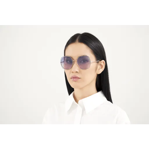 Chloe Gold/Gray Sunglasses with Light Blue Gradient lenses