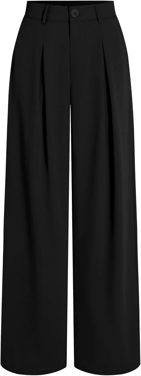 CIDER Milk Tea Pleated Wide Leg Trousers