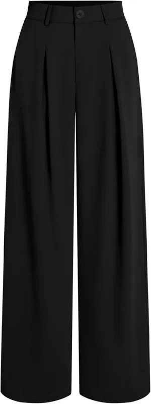 CIDER Milk Tea Pleated Wide Leg Trousers