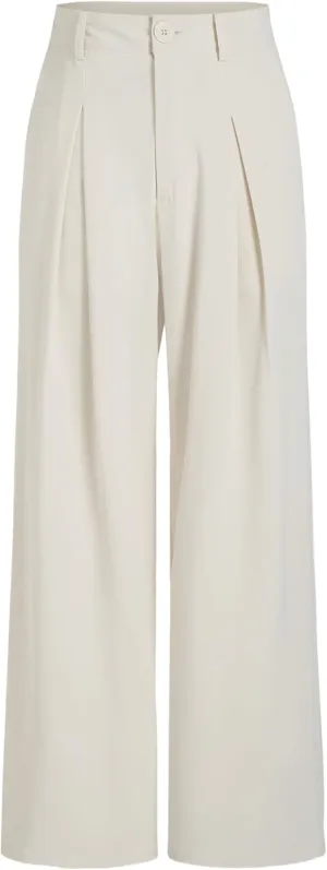 CIDER Milk Tea Pleated Wide Leg Trousers