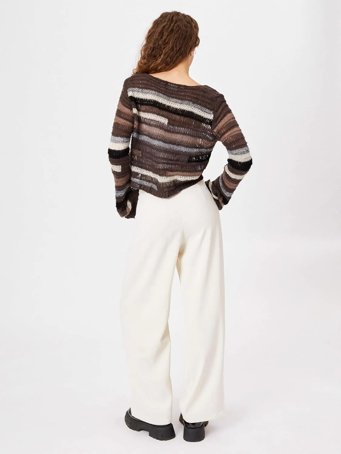 CIDER Milk Tea Pleated Wide Leg Trousers
