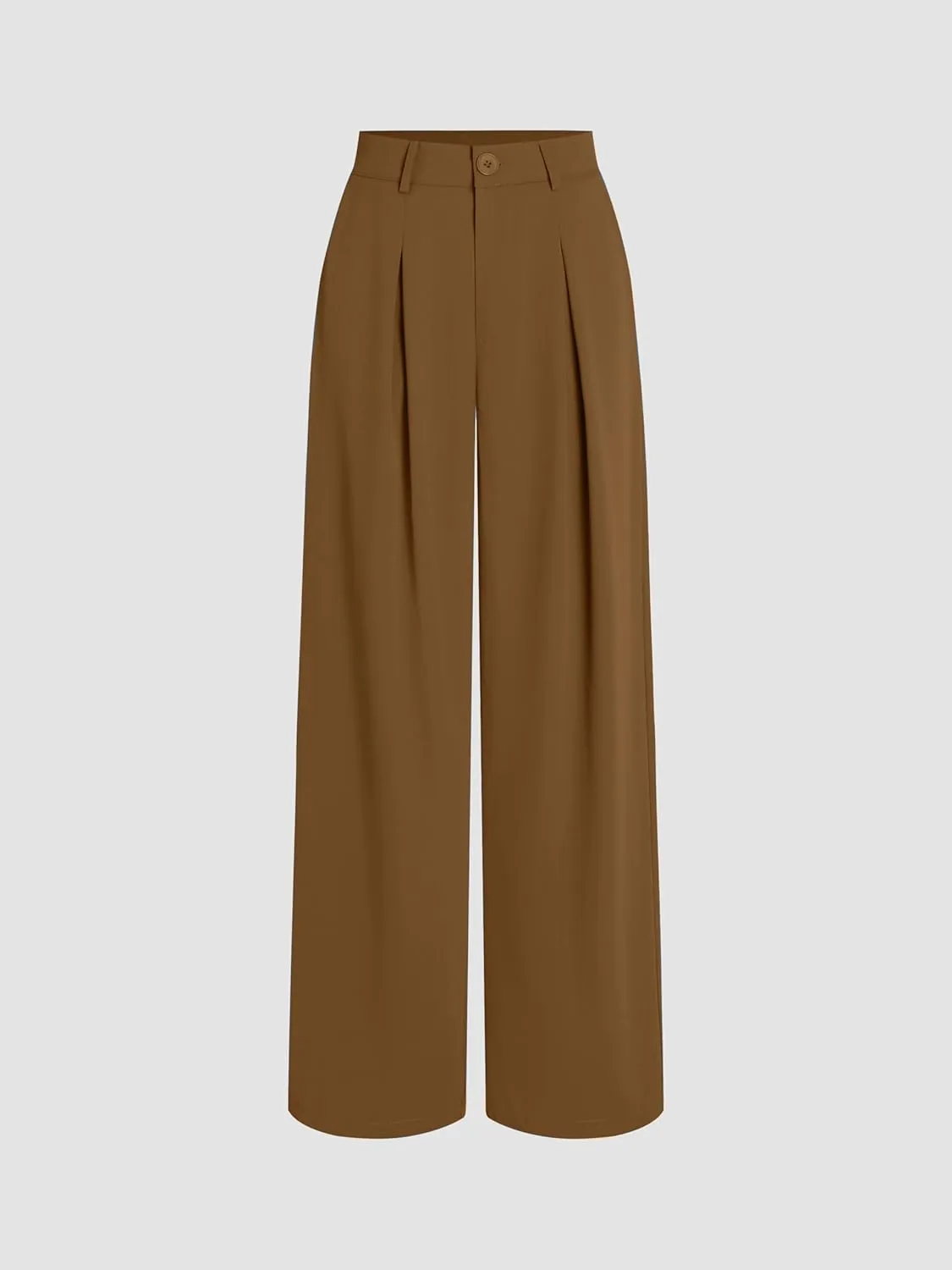 CIDER Milk Tea Pleated Wide Leg Trousers