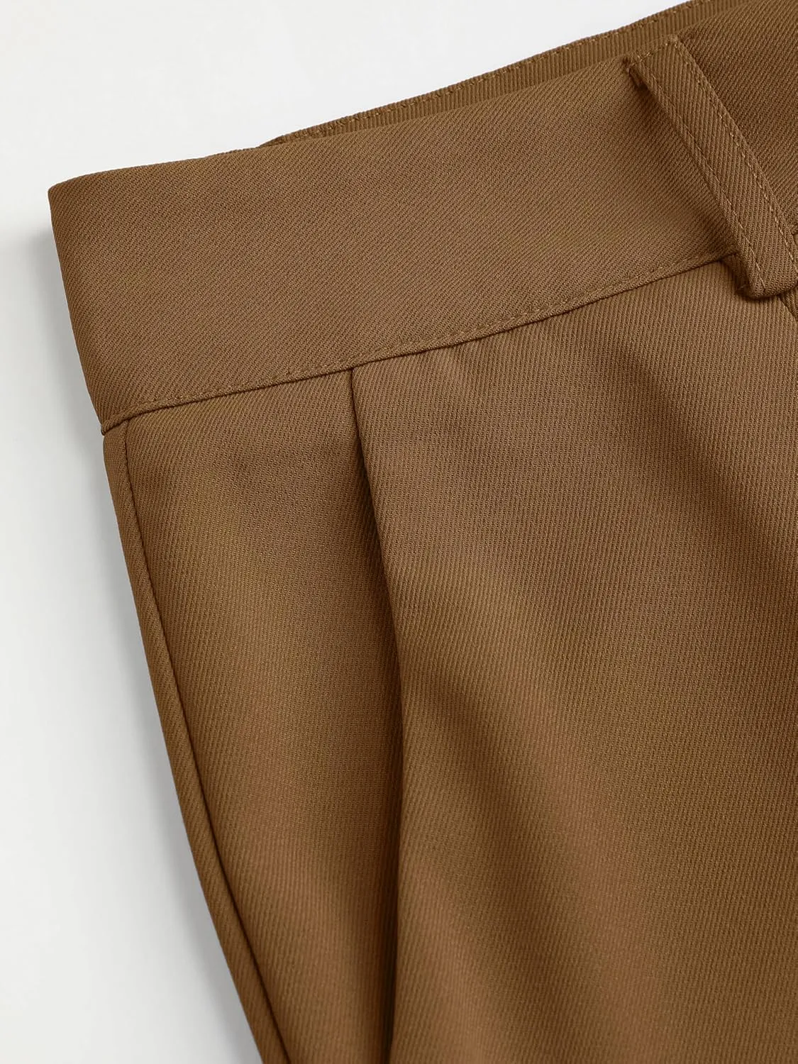 CIDER Milk Tea Pleated Wide Leg Trousers