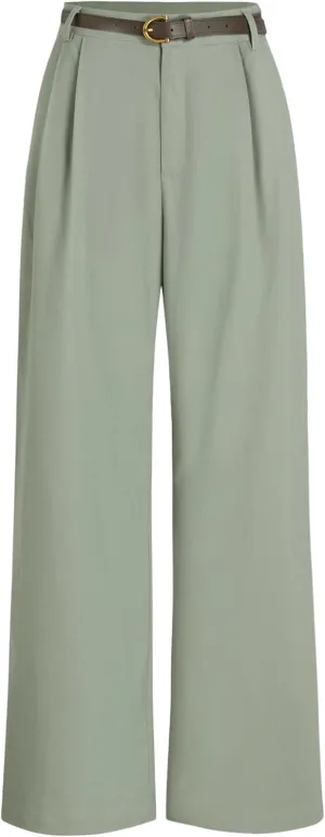 CIDER Solid Linen Blend Belted Wide Leg Pants