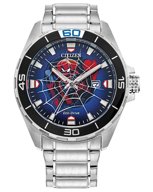 Citizen Spider-Man Blue Dial Dtainless Steel Bracelet Watch BM7610-52W