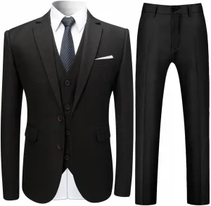 Cloudstyle Mens Stylish 3 Piece Dress Suit Classic Fit Wedding Formal Jacket & Vest & Pants