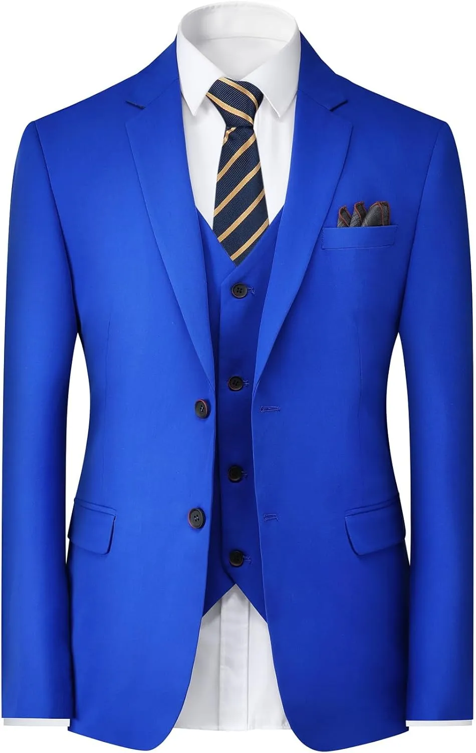 Cloudstyle Mens Stylish 3 Piece Dress Suit Classic Fit Wedding Formal Jacket & Vest & Pants
