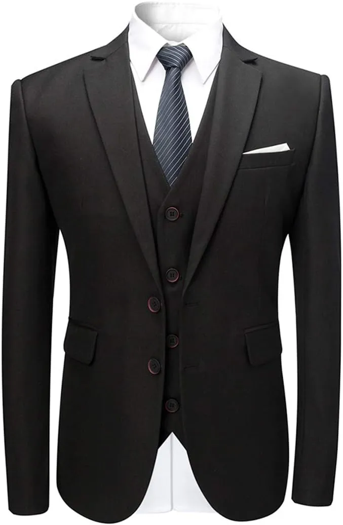 Cloudstyle Mens Stylish 3 Piece Dress Suit Classic Fit Wedding Formal Jacket & Vest & Pants