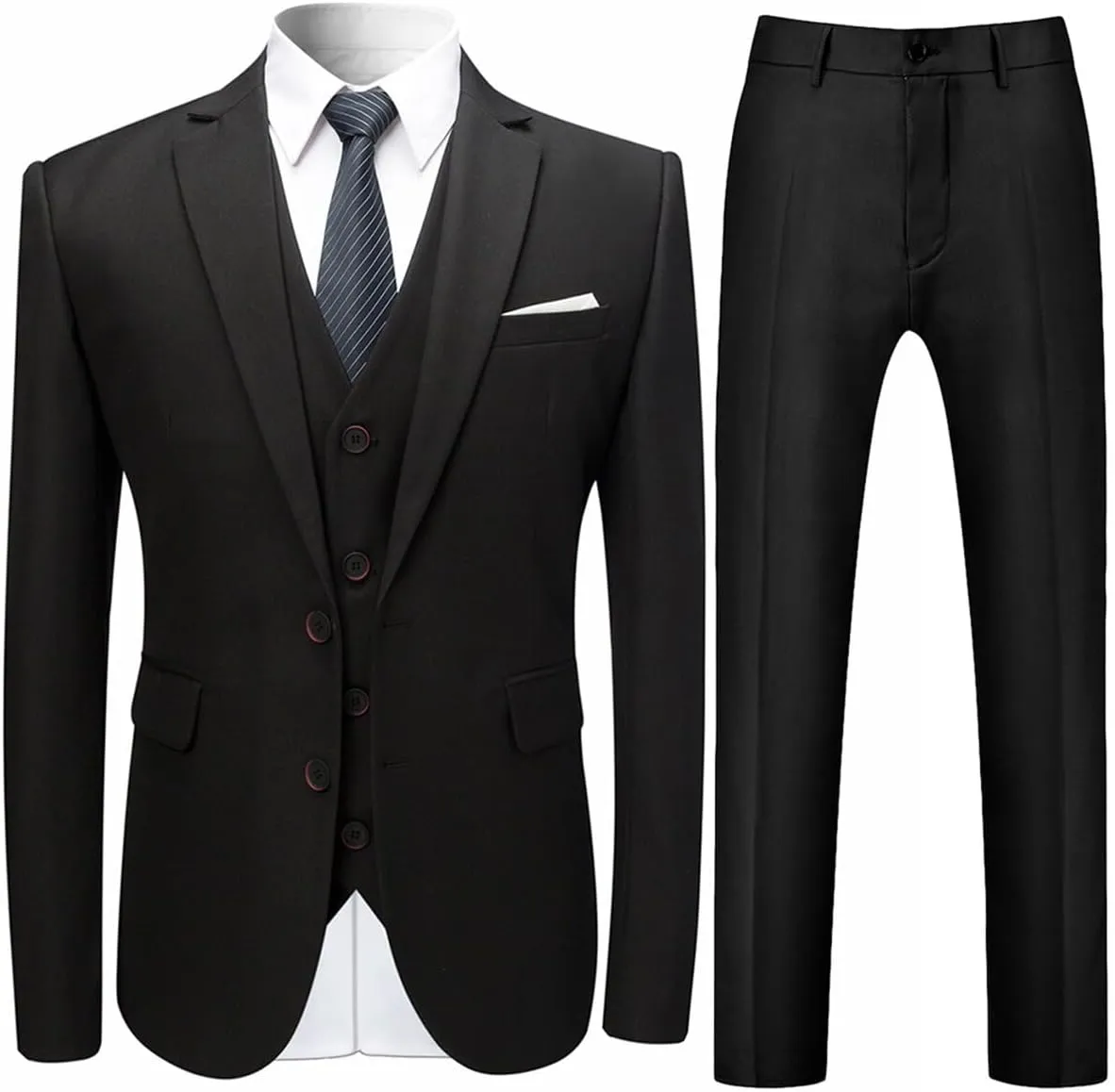 Cloudstyle Mens Stylish 3 Piece Dress Suit Classic Fit Wedding Formal Jacket & Vest & Pants