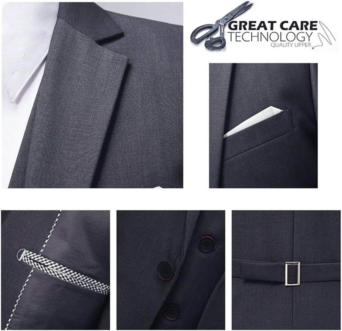 Cloudstyle Mens Stylish 3 Piece Dress Suit Classic Fit Wedding Formal Jacket & Vest & Pants