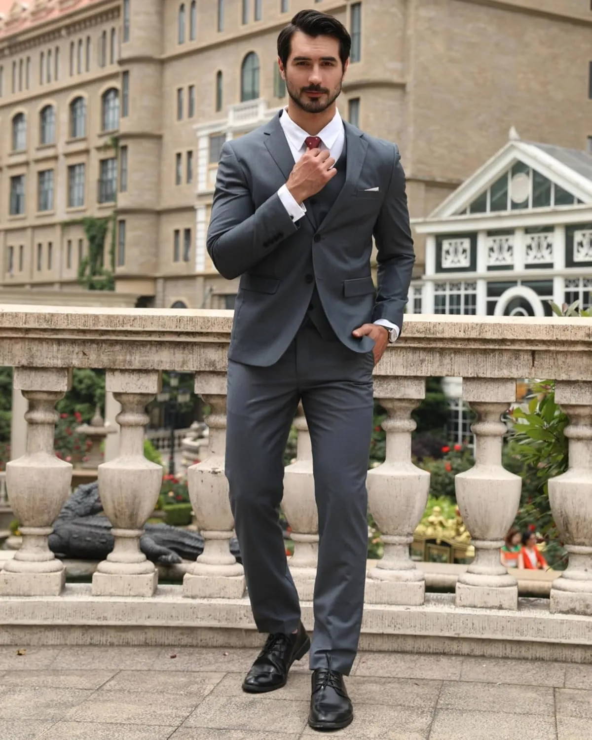 Cloudstyle Mens Stylish 3 Piece Dress Suit Classic Fit Wedding Formal Jacket & Vest & Pants