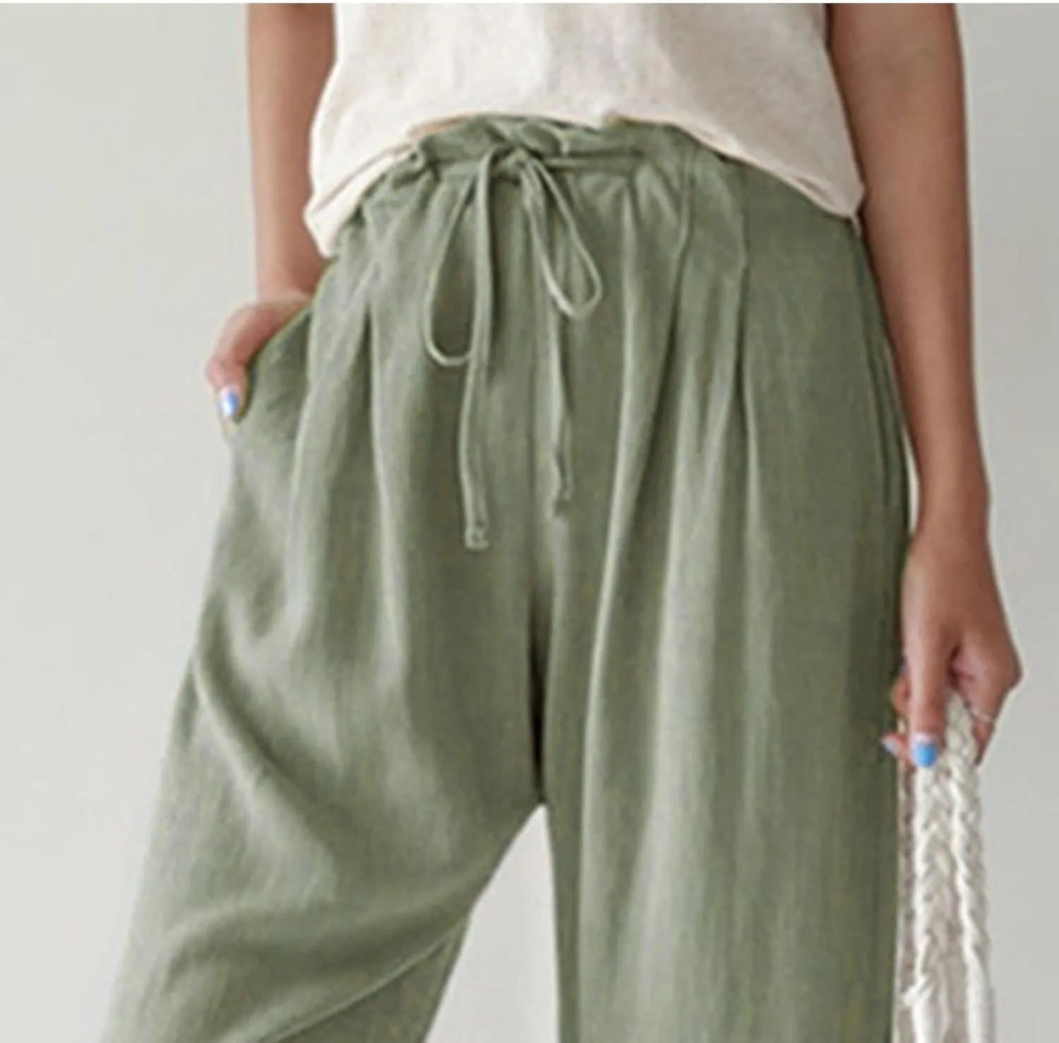 Cocoarm Women High Elastic Waist Pants Women Wide Leg Drawstring Long Lounge Pant Trousers with Pocket Women Soft Pants
